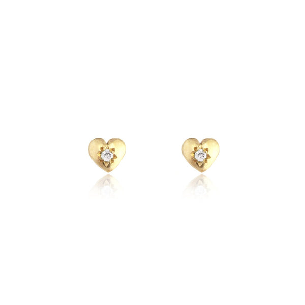 Tiny Heart Stud Earrings 9K Gold