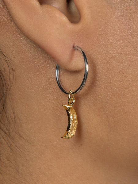 North star and moon hoop earrings