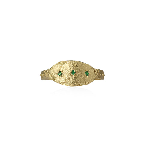 Triple emerald star 9ct gold ring