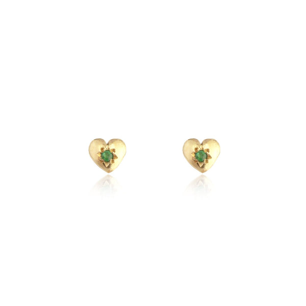 Tiny Heart Stud Earrings 9K Gold