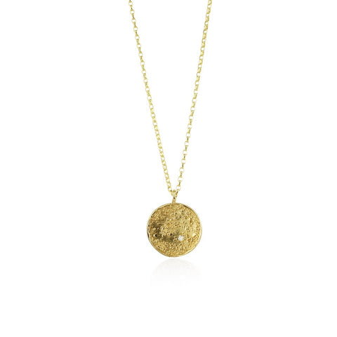 Moon disc necklace 9k gold